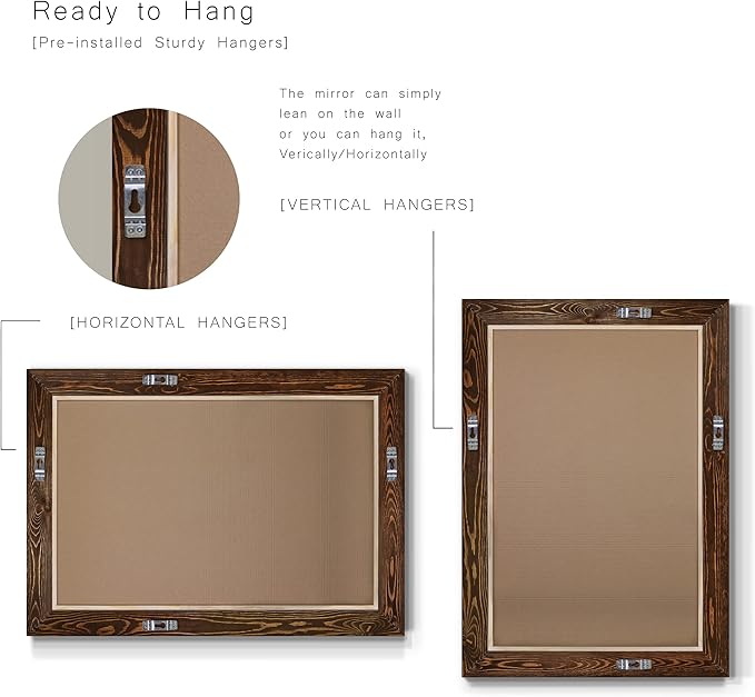 Maple Rustic Mirror Rectangular Barnwood Framed Wall Mirror - Image 5