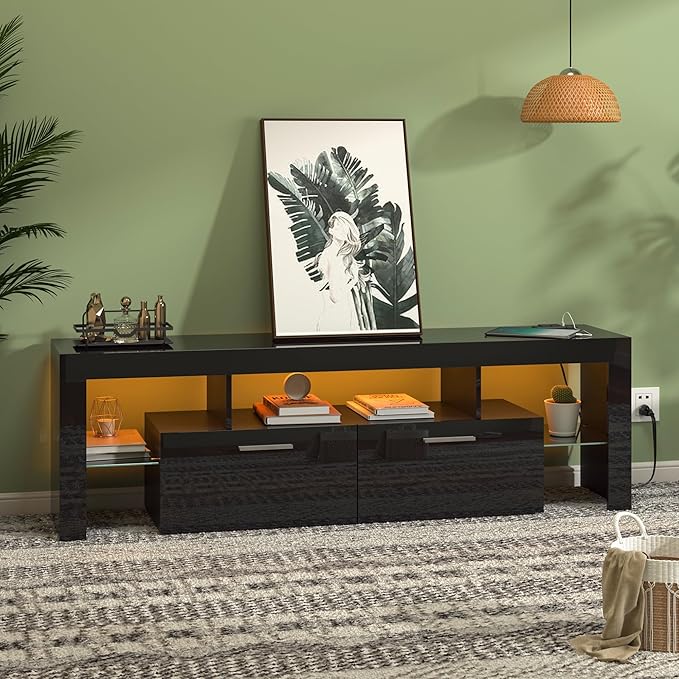 Clikuutory Modern LED Black 67 inch TV Stand - Image 8