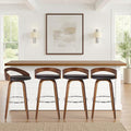 Armen Living Sonia 30" Bar Height Swivel Brown Faux Leather and Walnut Wood Bar by ArmenLiving