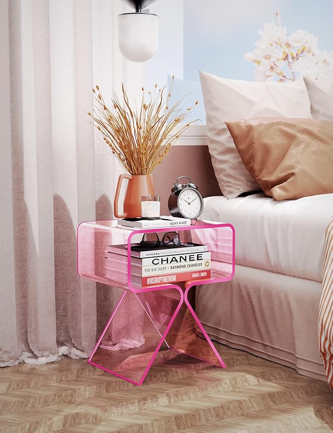 Acrylic Nightstand Side Table Modern Design Clear Home Decor Display End Table - Image 2