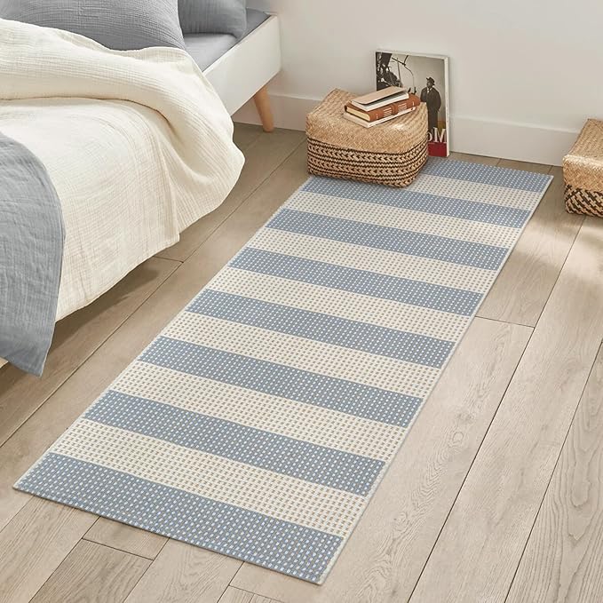 OJIA Outdoor Porch Rug Front Door Mat 24'x51, Washable Checkered Entry Striped - Image 8