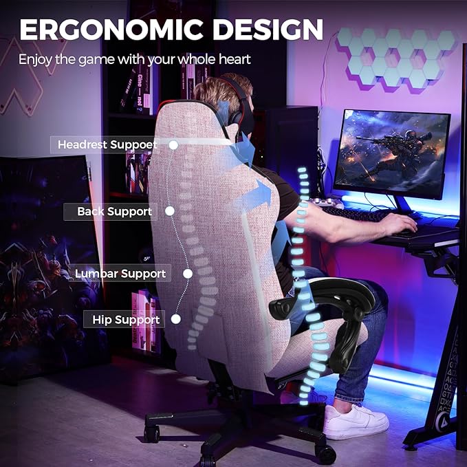 GTPLAYER Gaming Chair with Footrest, Big and Tall Game Chair High Back Computer - Image 8