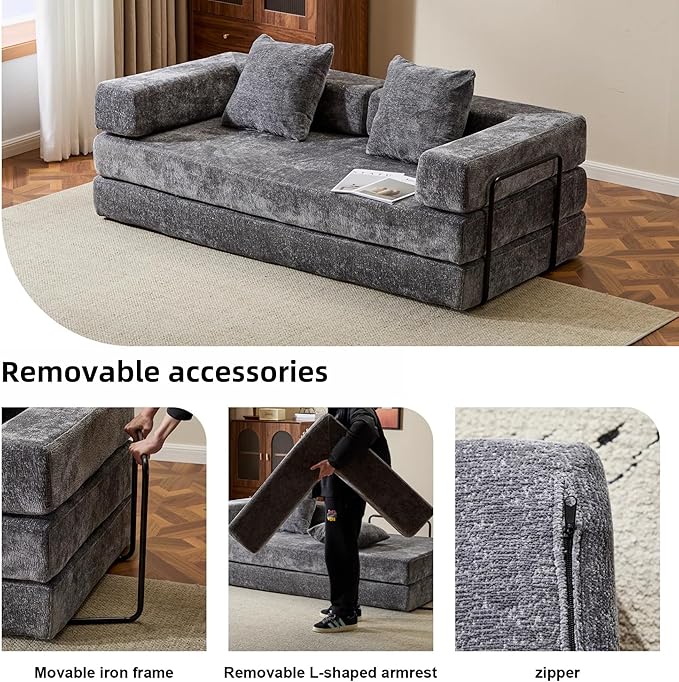 Convertible Sofa Bed, Compression Futon Sofa - Image 8
