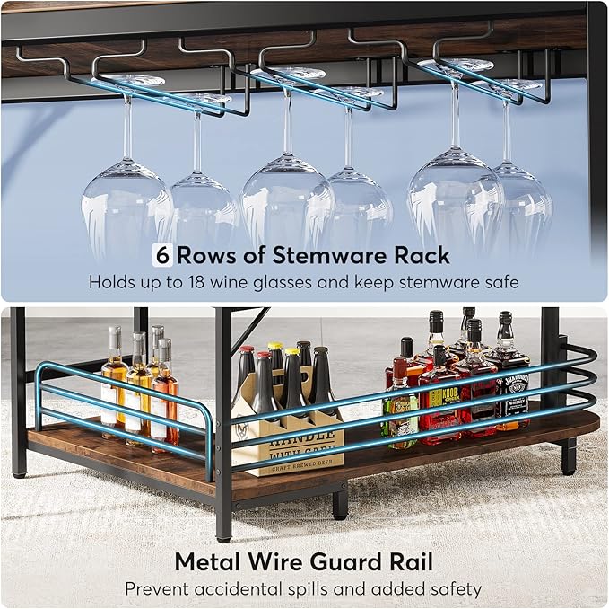 Tribesigns L-Shaped Home Bar Unit, 3 Tier Liquor Table - Image 7