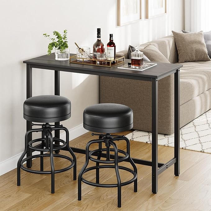 Adjustable Height Swivel Bar Stools Set of 3, 22-29 Inch Industrial Vintage Bar - Image 8