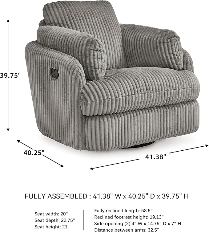 Signature Design by Ashley Tie-Breaker Casual Manual Press-Back Swivel Glider - Image 3
