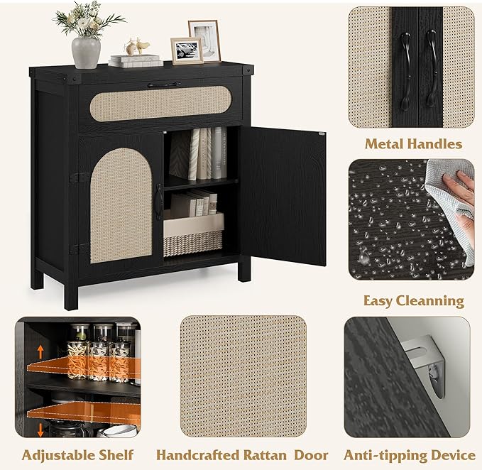 Garvee 29.9'' Small Rattan Buffet Cabinet - Image 3