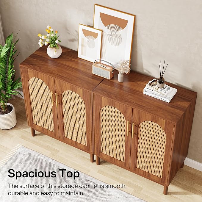 Tribesigns Set of 2 Rattan Sideboard Buffet - Image 7
