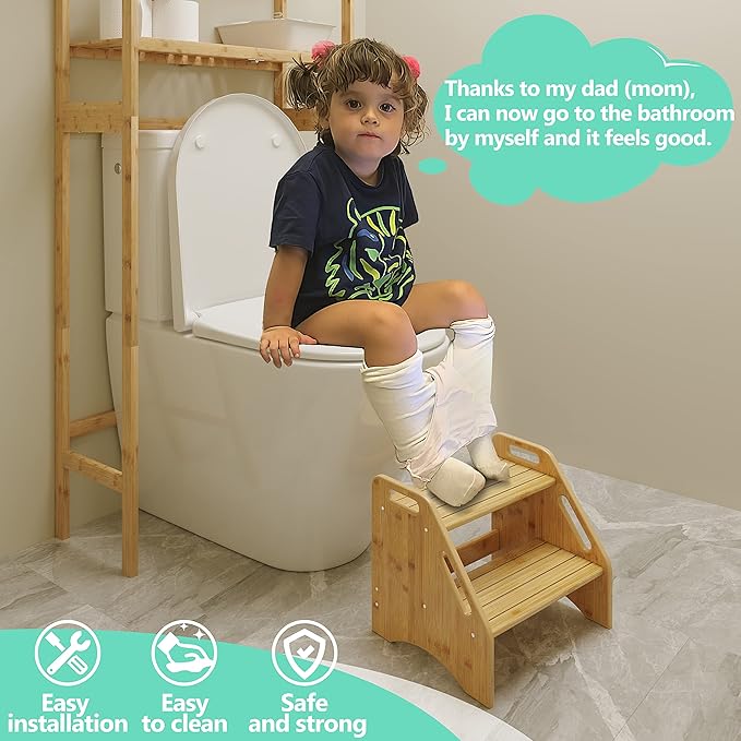 AMBIRD Wooden Step Stool, Two Step Stools Toddler 300 lbs Capacity - Image 4