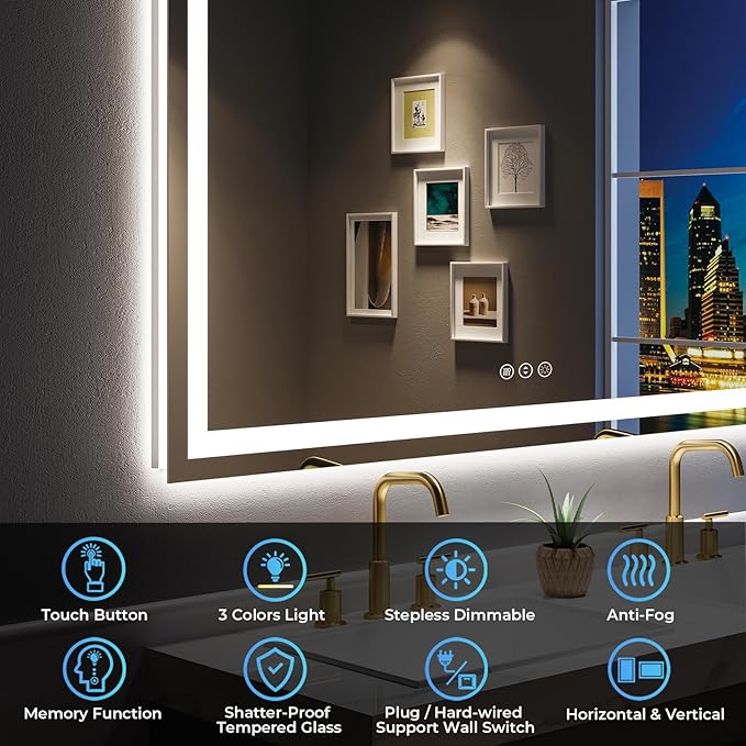 60x36 Inch LED Bathroom Mirror - Image 2