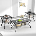 VECELO 3 Pieces Living Room Table Sets, Coffee and End Tables by VECELO