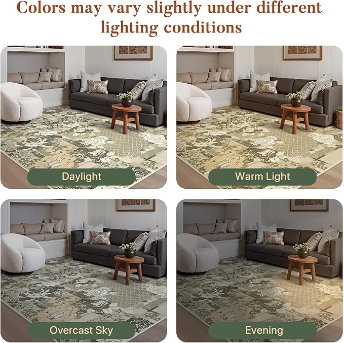 GENIMO Floral Runner Rug 2'6''x8, Machine Washable Non Slip Vintage Patchwork - Image 6