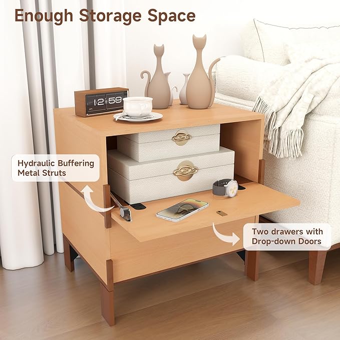 Sebastack Night Stand, Customizable 2 Drawers Bedside Table, End Table - Image 3