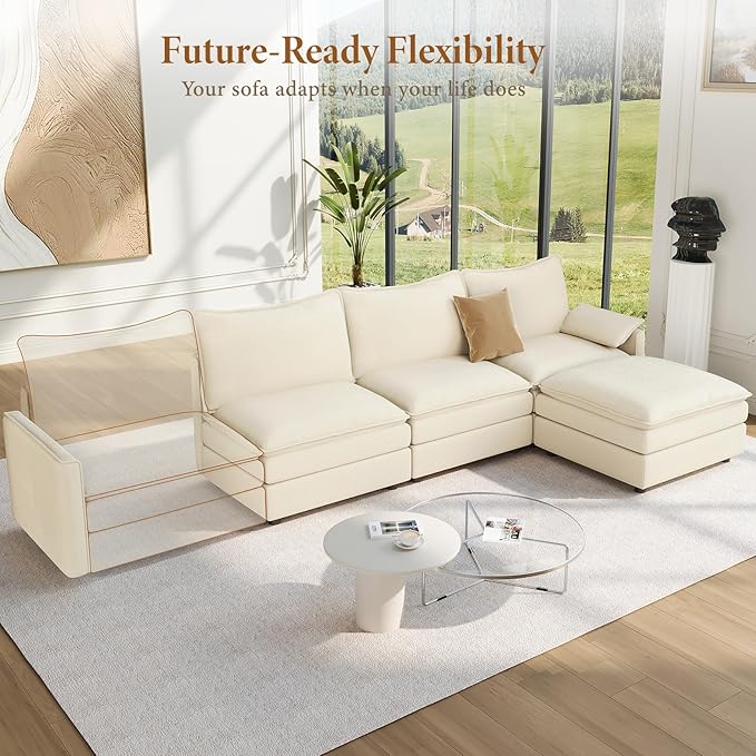 Vesgantti 108" Modular Sectional Sofa, Comfy Cloud Couch - Image 8