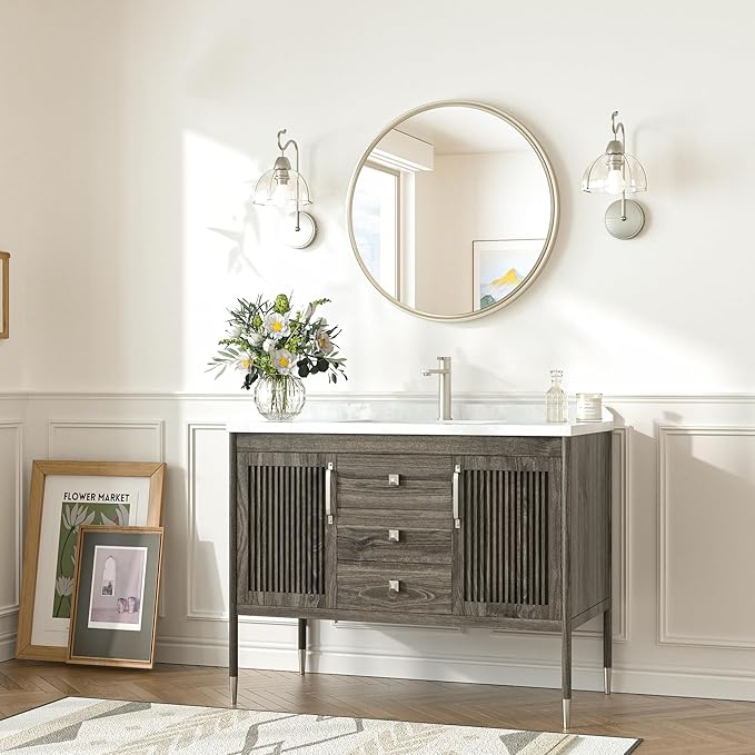 TokeShimi 18 in Round Brushed Nickel Mirror Bathroom, Shatterproof Bathroom - Image 8