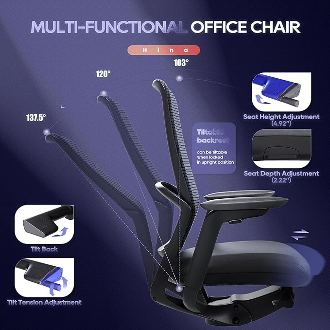 Ergonomic Office Chair Without Headrest, Genuine Leather Seat, Adjustable Seat - Image 5