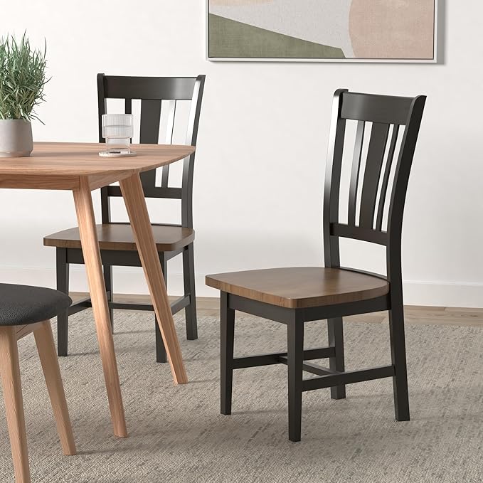 International Concepts San Remo Splatback Dining Chair, Hickory/Washed Coal - Image 2