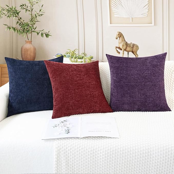CaliTime Throw Pillow Covers Decorative 20 X 20 Inches Pack of 2 Cozy Chenille - Image 5
