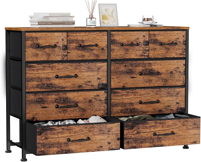 Furnulem Bedroom Dresser for 55”Long TV Stand, 10 Storage Organizer Dressers & - Image 9