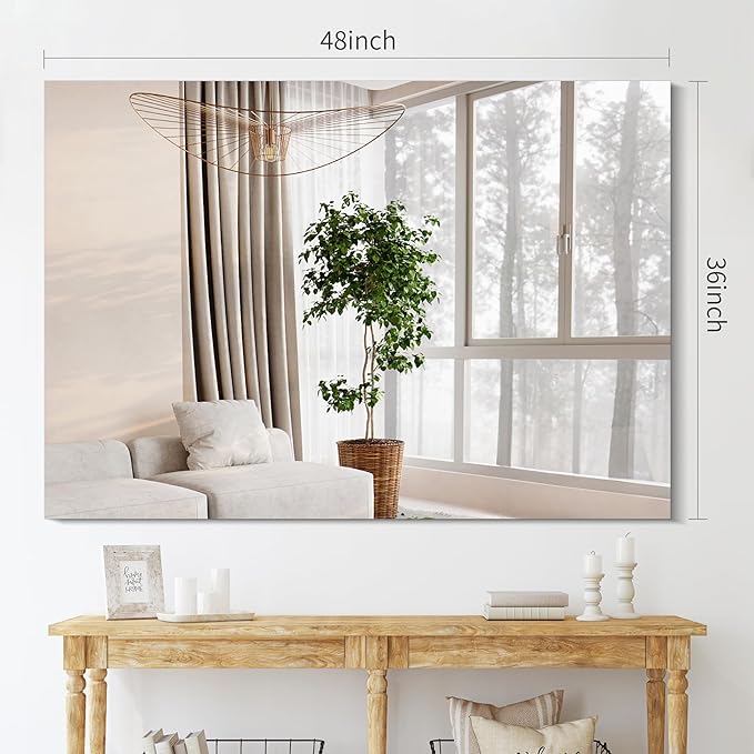Frameless Rectangle Mirror, 36x48 Inch Large Bathroom Mirrors - Image 8
