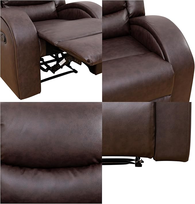 Loveseat Recliner Sofa, Reclining Loveseat Leather Couch Upholstered, Modern - Image 5