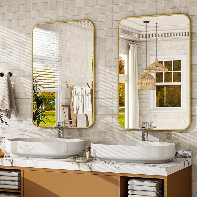 24 x 36 Inch Bathroom Mirror, Rounded Rectangular Vanity Mirror - Image 7
