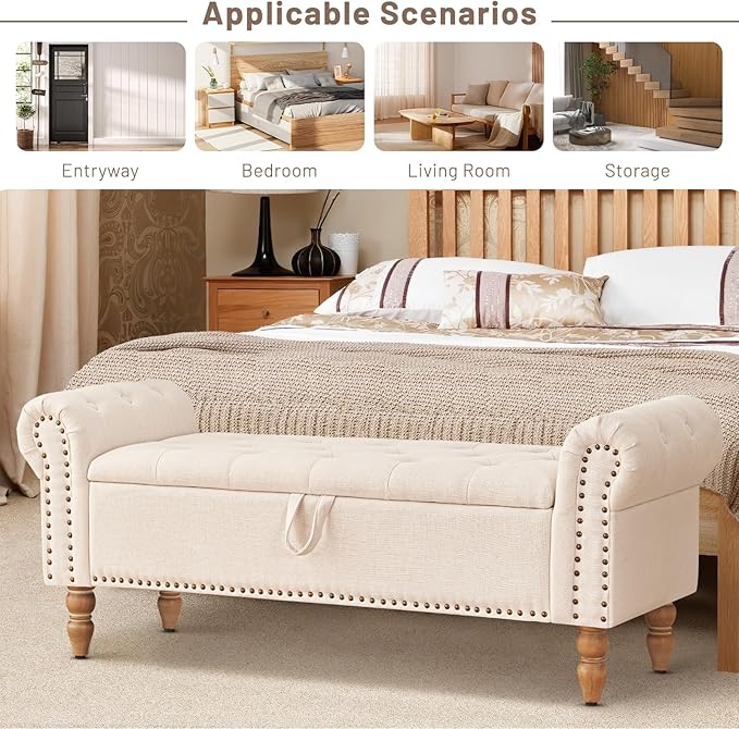 Furniliving 51” Storage Benches, End of Bed Bench - Image 10