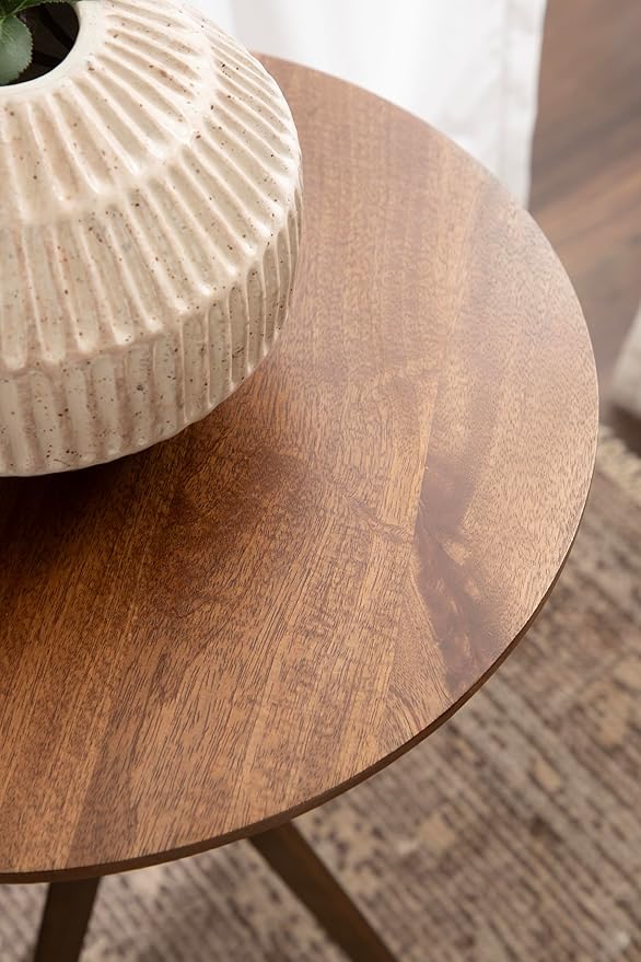 Kate and Laurel Keres Mid-Century Adjustable-Height Round Pedestal Side Table - Image 5