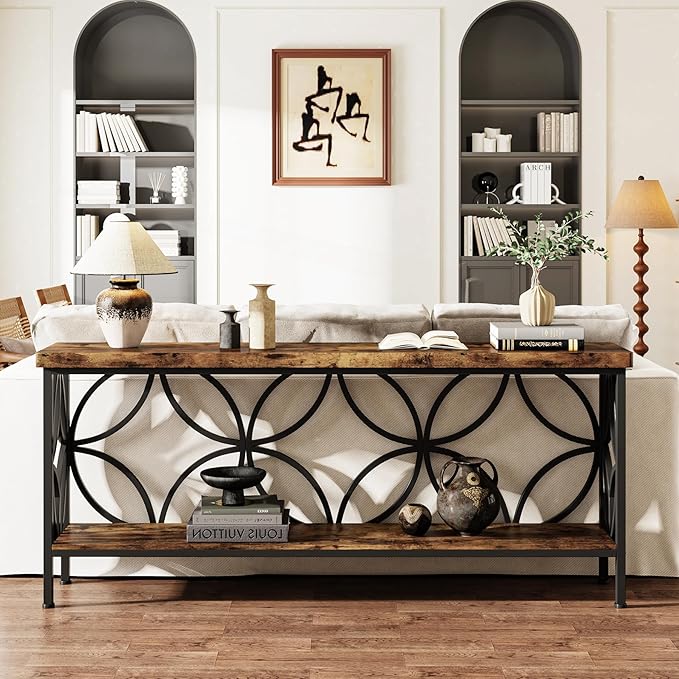 LITTLE TREE Sofa Table, 70.9 Inch Industrial Behind Couch Table - Image 9
