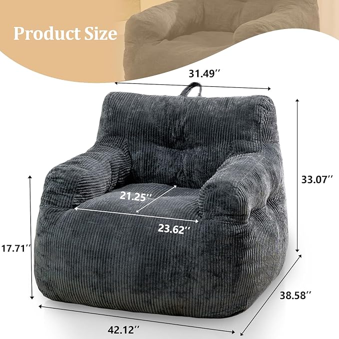Giant Bean Bag Chair, Faux Fur Large Bean Bag Chair - Image 2