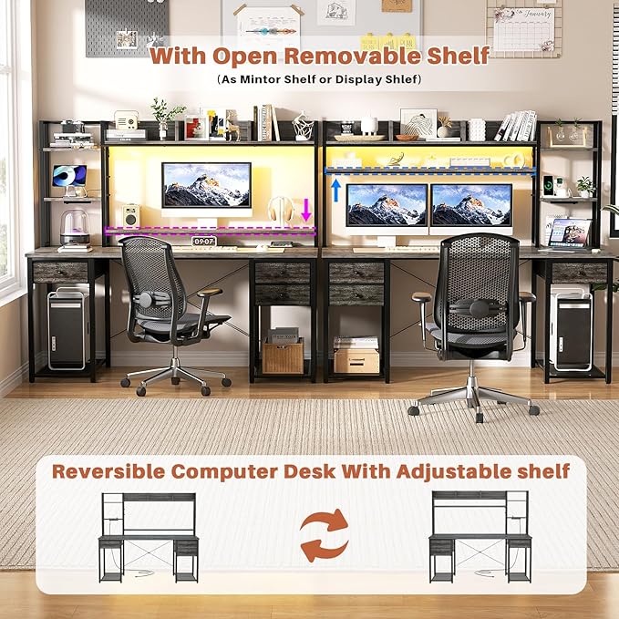 Aheaplus Gaming Desk With LED, and Hutch - Image 4