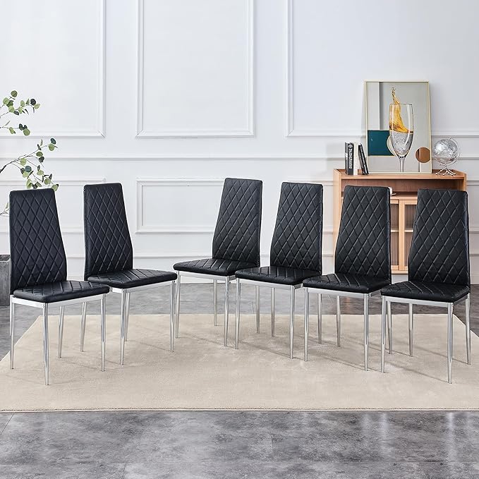 Modern Minimalist Dining Chair Fireproof Leather Sprayed Metal Pipe Diamond by JT