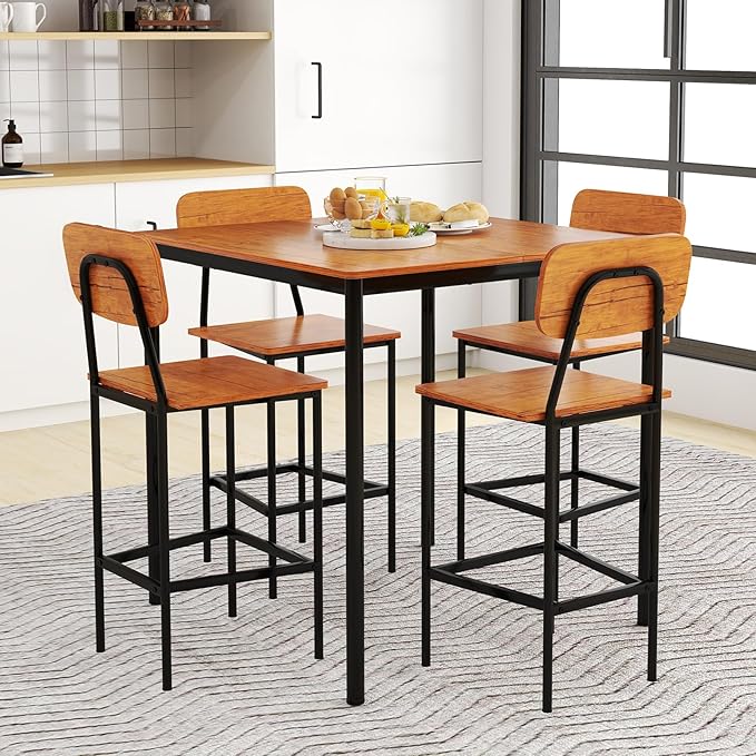 Tangkula Counter Height Dining Table Set, Bar Table and Chairs, Pub Table and - Image 3