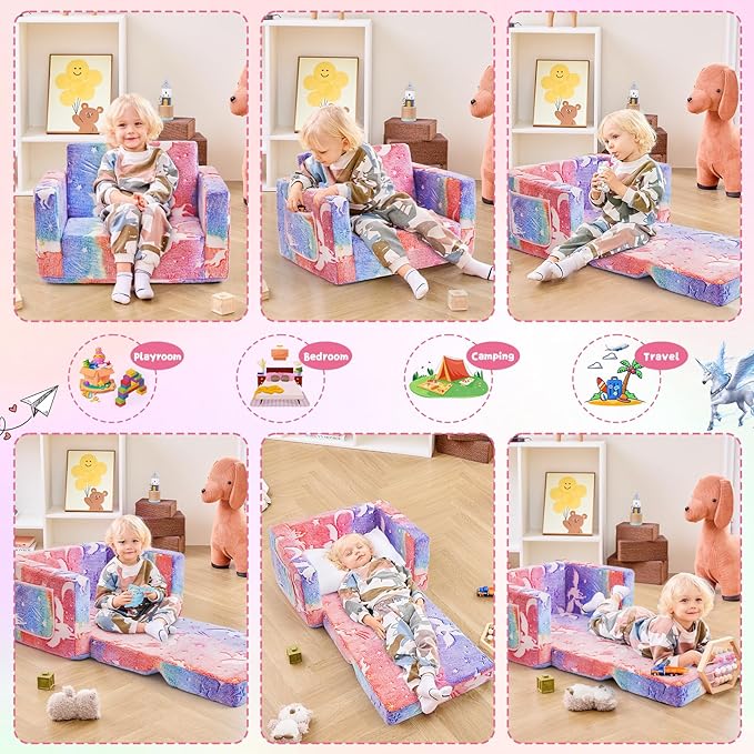 Toddler Couch, Toddler Chair, 2-in-1 Baby Seat Furniture Fold Out, Convertible - Image 4