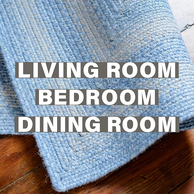 Homespice Sky Blue Jute Braided Rope Rug, 5x8' Rectangle - Image 8