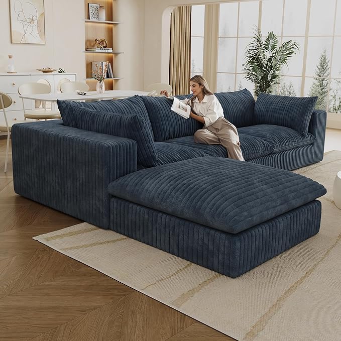 118.2" L Shaped Modular Sectional Cloud Couch - Image 4