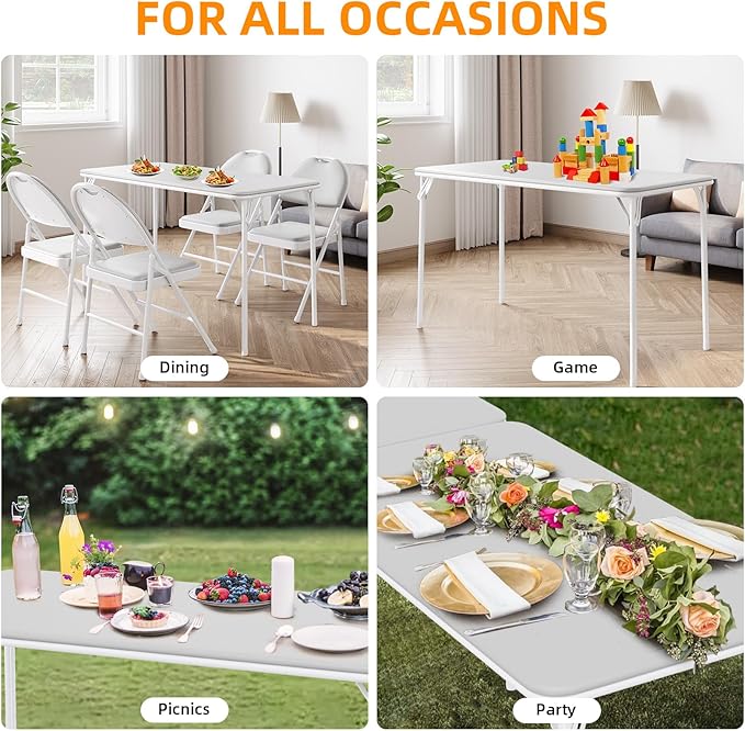 IDEALHOUSE Protable Folding Table and Chairs, 5 Piece Folding Card Table and - Image 6