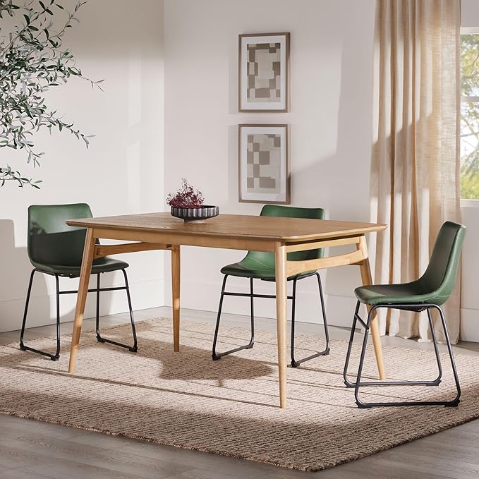 Walker Edison Mid-Century Modern Solid Wood Tapered-Leg Dining Table, 59 Inch - Image 2
