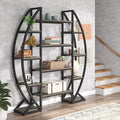 Tribesigns Oval Bookshelf, Triple Wide 5 Tier Etagere Bookcases, Industrial by Tribesigns