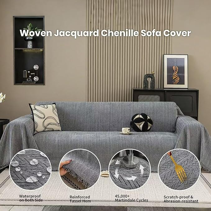 Nobildonna Sofa Cover Washable Soft Thicken Chenille Couch Cover - Image 4