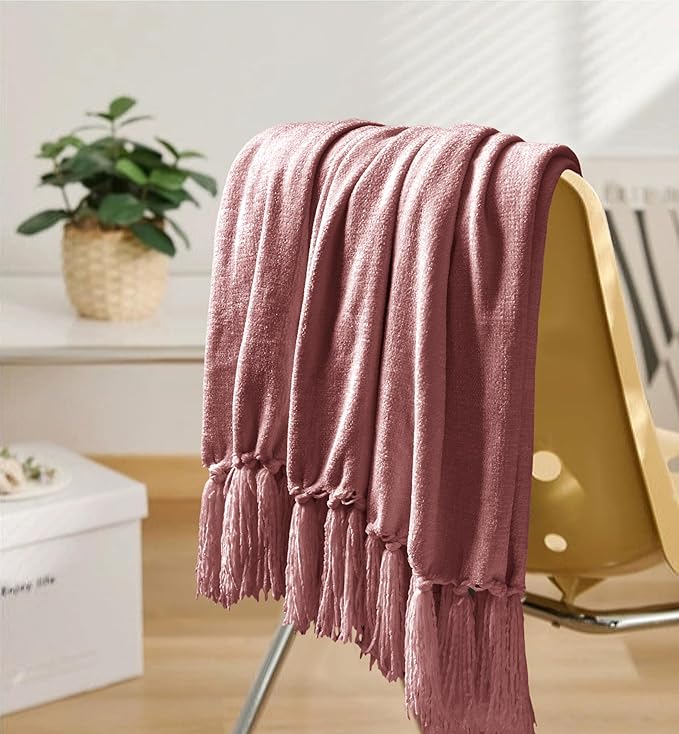 Chenille Throw Blanket for Couch 60"X 80" Twin, Soft Cozy Throws - Image 3