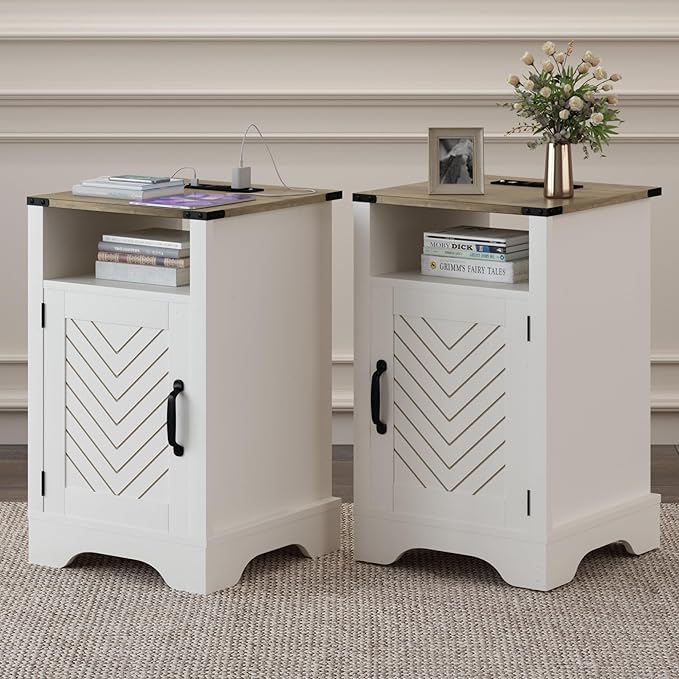 RoyalCraft Set of 1 Farmhouse Nightstand, Tall Bedside Table - Image 7