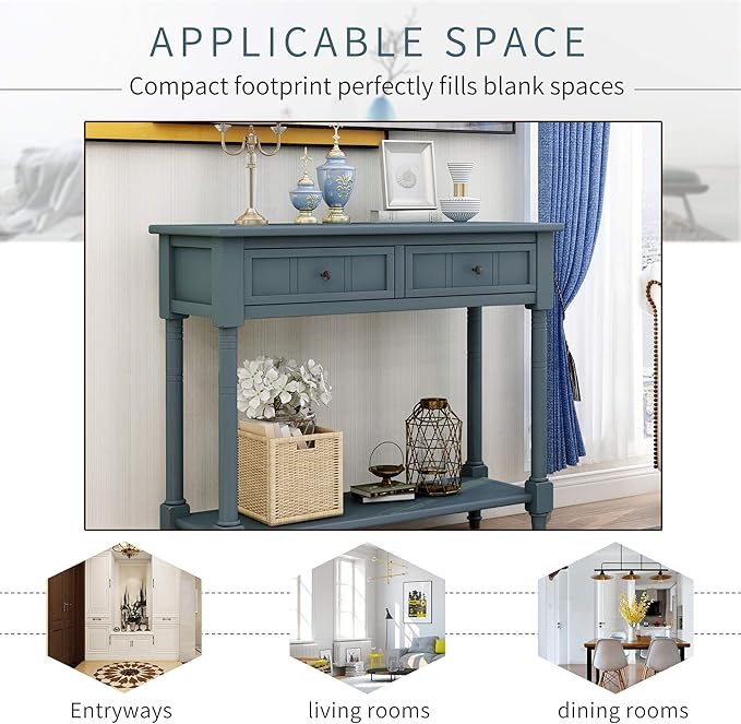 Bellemave Console Table with Drawers, Retro Entryway Table with 2 Drawers and - Image 6