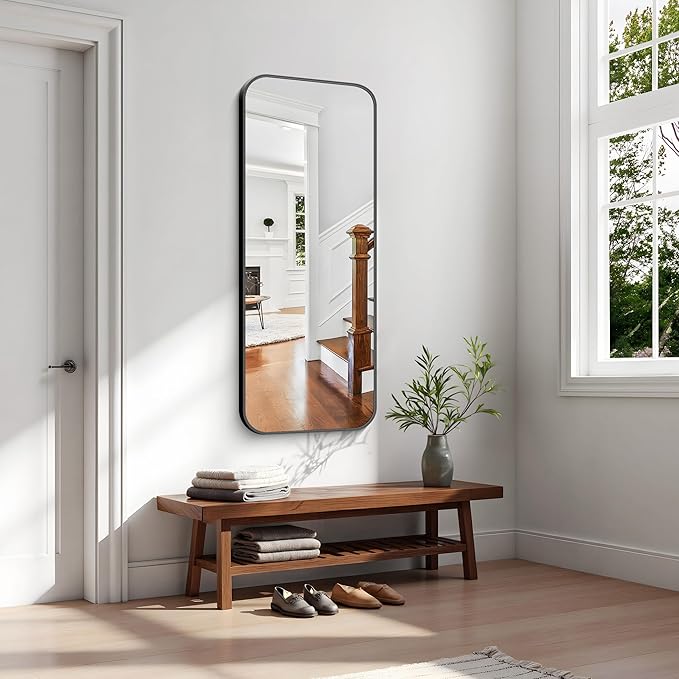 KOCUUY Black Rectangle Mirror, Classic Design of Upgraded Shatterproof Glass - Image 4