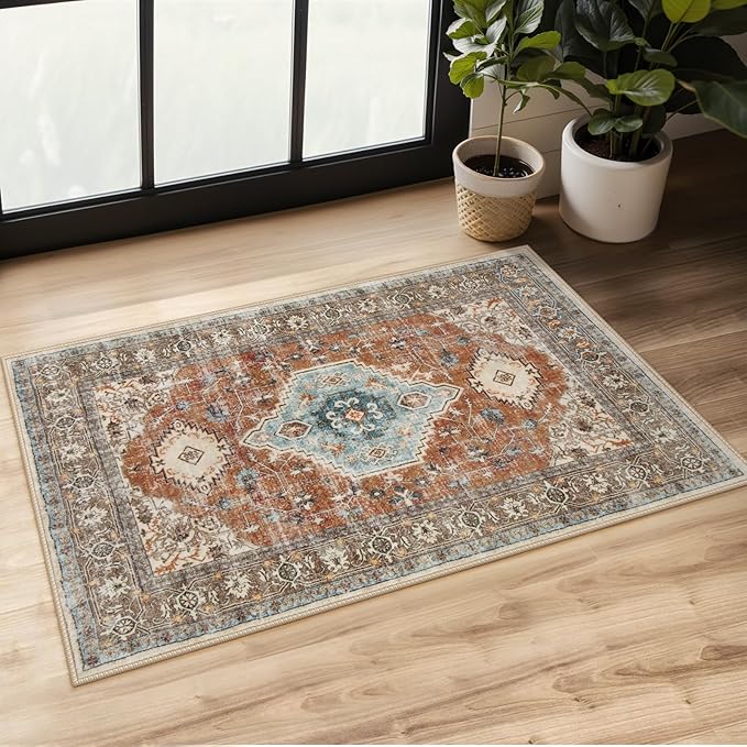 Lahome Oriental Small Rugs for Entryway, 2x3 Rug Non Slip Washable Door Mat by Lahome