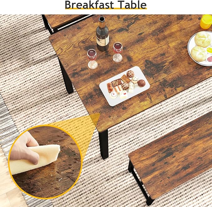 Rovibek 43" Dining Table Set for 4, Modern Space Saving Kitchen Breakfast Table - Image 4