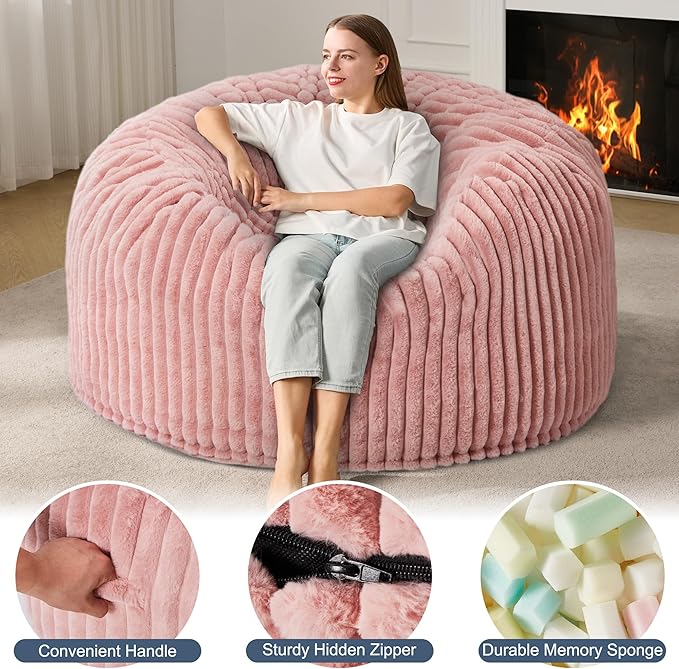 5ft Bean Bag Chairs for Adults Large Beanbag Chair - Image 4