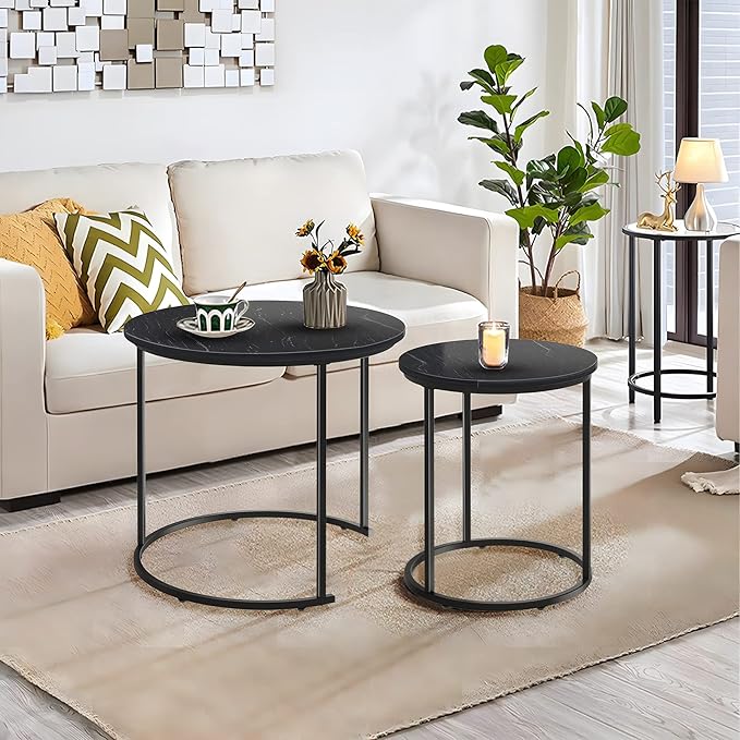 Black Marble Nesting Coffee Table - Image 7
