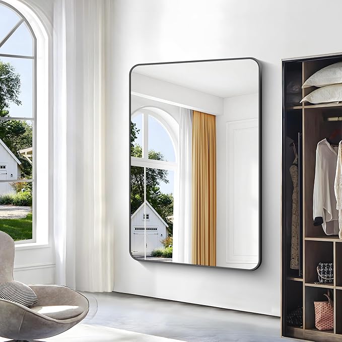 BONEWEI Black Bathroom Mirror, 60x40 inch Wall Mirror - Image 3