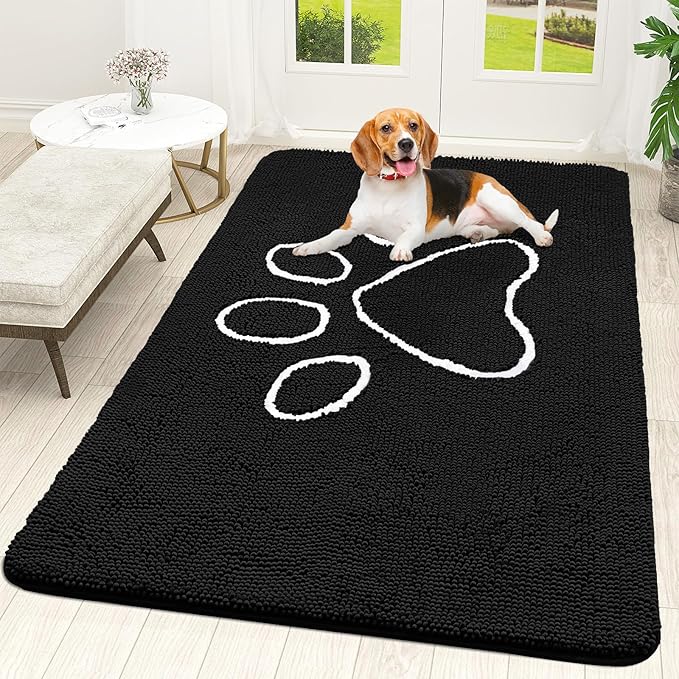 OLANLY Door Mat for Muddy Dog Paws 70x46, Ultra Absorbent Chenille Mud Doormat by OLANLY